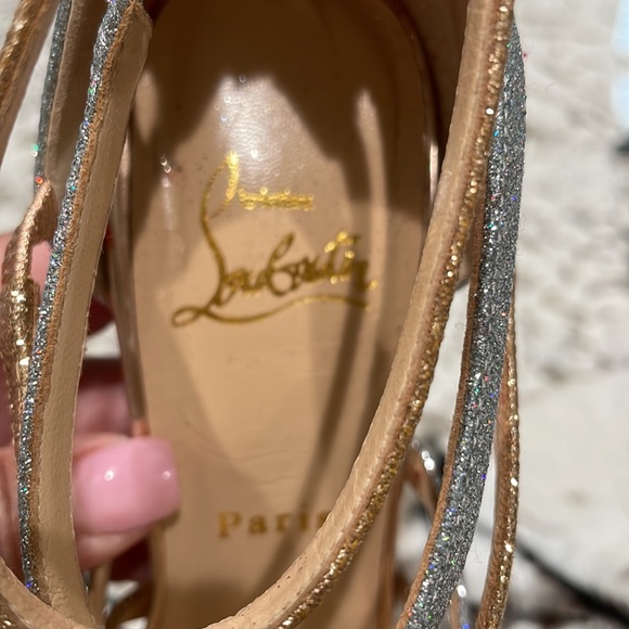 Christian Louboutin Metallic Glitter
Mariniere Caged Sandals - Picture 10 of 12